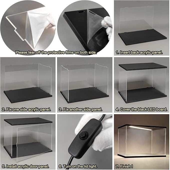 Acrylic Display Case for Collectibles Clear Acrylic Boxes for Display Action Figures Car Model Lego Set 10265 Display Case Dustproof Storage Box(Black-Solid Yellow; 15.7*7.9*5.9 inch)