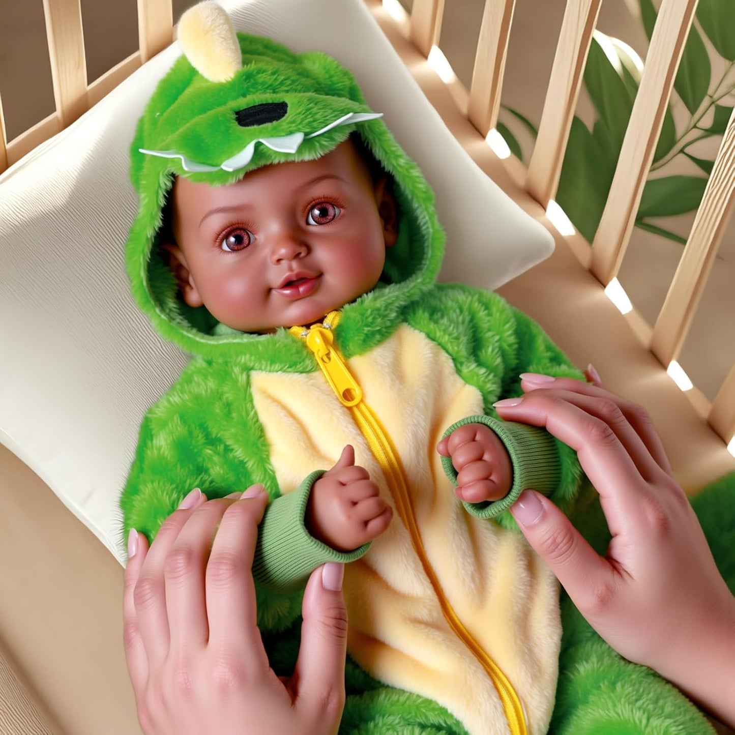 BABESIDE Black Baby Dolls, 17 Inch Realistic Cute Soft Body Baby Doll Real Life Baby Dolls with Accessories for 3+ Year Old Girls Gifts, Pretend Play, Collection