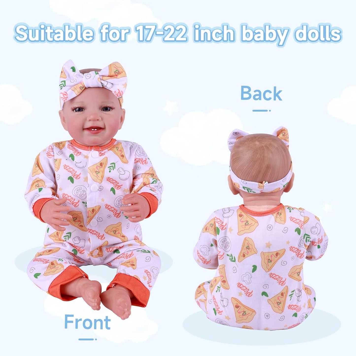 BABESIDE Reborn Baby Doll Clothes for 17-22 Inch Dolls, 5 Sets Baby Doll Clothes Outfits Accessories - Romper Suit and Headband for Newborn Boy&Girl Kids Gift