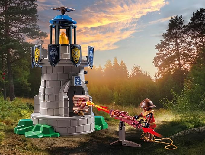 PLAYMOBIL Novelmore 71483 Knights Tower with Blacksmith and Dragon, Novelmore Knights vs. Burnham Bandits, Imaginative Role Play, Toys for Kids Ages 4 and Up