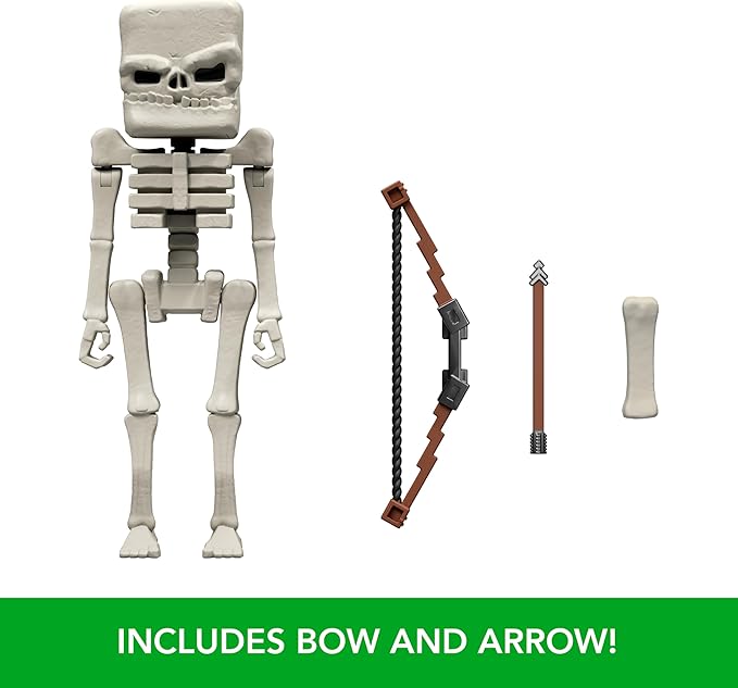 Mattel Minecraft Action Figure & Accessories Set, 4-inch Skeleton Posable Character Collectible Inspired by A Minecraft Movie
