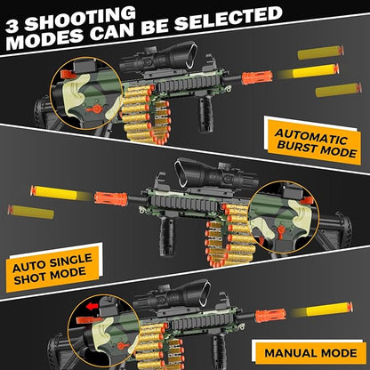 Toy Guns Electric Toy Foam Blaster Soft Bullet Toy for Nerf Guns Darts Automatic Sniper Rifle with Scope, Electric Machine Guns for Boys 8-12 Age