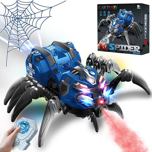 RC Spider Robot Toy with 2.4GHz Remote, Lights, Music & Spray - Realistic Spider Gift for Kids, Perfect for Holidays, Parties & Pranks