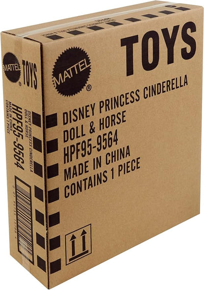 Mattel Disney Princess Toys, Cinderella Fashion Doll & Horse with Saddle, Brushable Mane & Tail & Styling Accessories, Inspired by the Movie