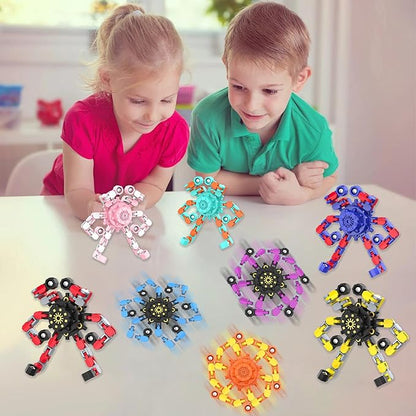 Transformable Fidget Spinners,Funny Stress Relief Sensory Fidget Toys,Deformable Chain DIY Robot Fingertip Gyros Toys Birthday Party Favors Easter Basket Stocking Stuffers for Kids and Adults (16PC)