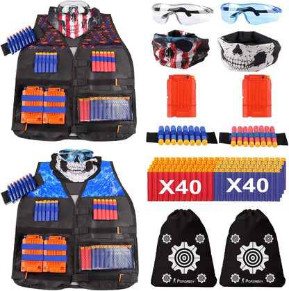 POKONBOY 2 Sets Tactical Vest Kits Compatible with Nerf Guns N-Strike Elite Series