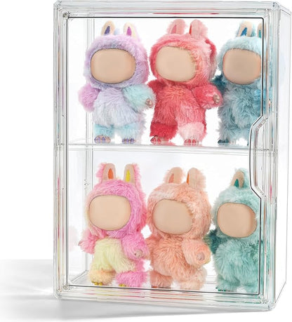 Display Case Compatible with Labubu POP MART, Acrylic Clear Display Box Shelf for POP MART Labubu Doll, 1 Pack