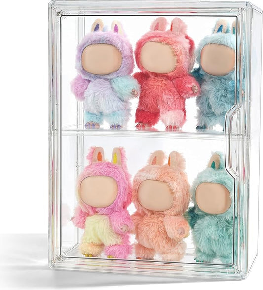 Display Case Compatible with Labubu POP MART, Acrylic Clear Display Box Shelf for POP MART Labubu Doll, 1 Pack