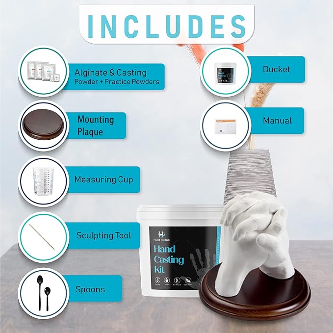 Hula Home Hand Casting Kit for Couples or Family with Mounting Plaque | Anniversary DIY Gifts Her & Him, Keepsake Sculpture Wedding Kids,