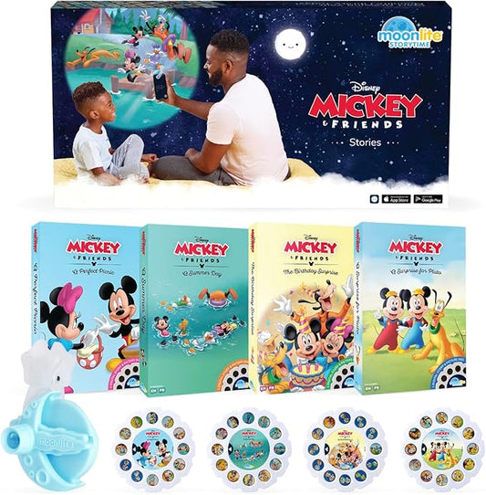 Moonlite Storytime Mini Projector with 4 Mickey Mouse and Friends Stories, A Magical Way to Read Together, Digital Storybooks, Fun Sound Effects, Learning Gifts for Kids Ages 1 and Up