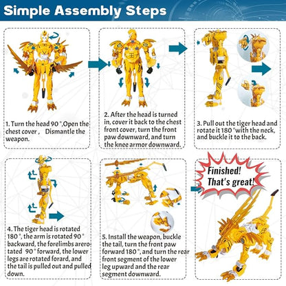 Wenbeier Animal Transforming Robot Toys Tiger Leopard Action Figure for Kids Deformation Robot for Boys & Girls Ages 6-12
