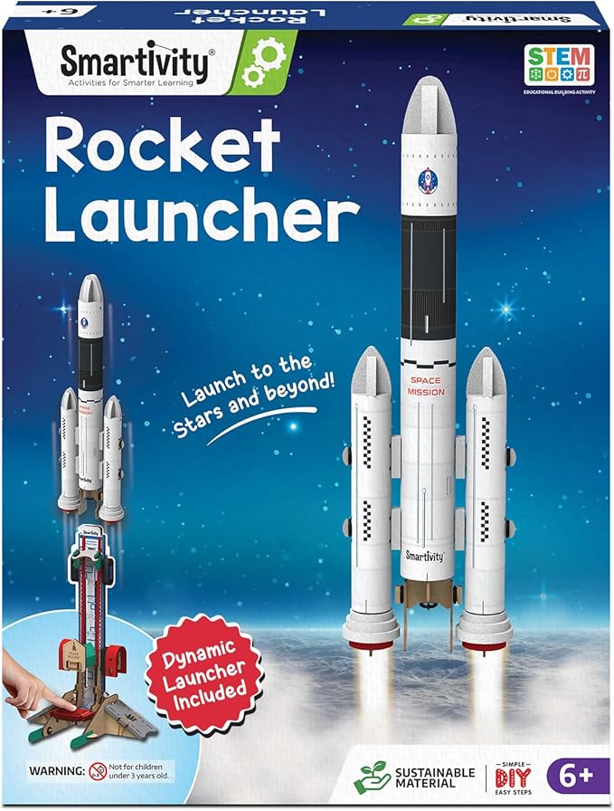 Smartivity Rocket Launcher STEM Kit for Ages 6-12 Years | Build Your Own Rocket with Launcher | Birthday Gift for Smart Kids | DIY Science Toy for Boys & Girls 6,7,8,9,10,11,12 Years Old
