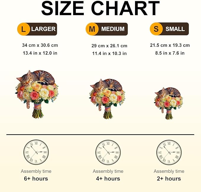 Cat Flower Bouquet Puzzles Adults Gifts Wooden 150 Pieces 11.4 * 10.3in