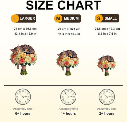 Cat Flower Bouquet Puzzles Adults Gifts Wooden 80 Pieces 8.5 * 7.6in