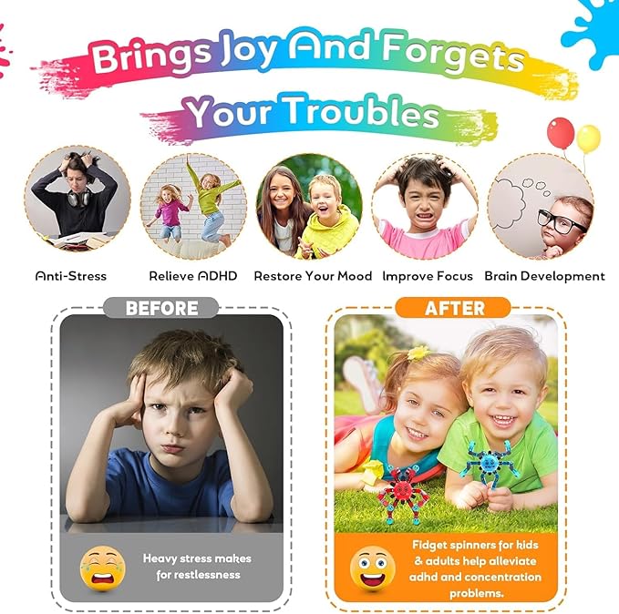 Transformable Fidget Spinner Toys for Kids and Adults,5 PCS Finger Sensory Toy for Boys Girls Autism ADHD Relief,Gifts for Christmas Birthdays Party Favors for Teens Travel Stocking Stuffers