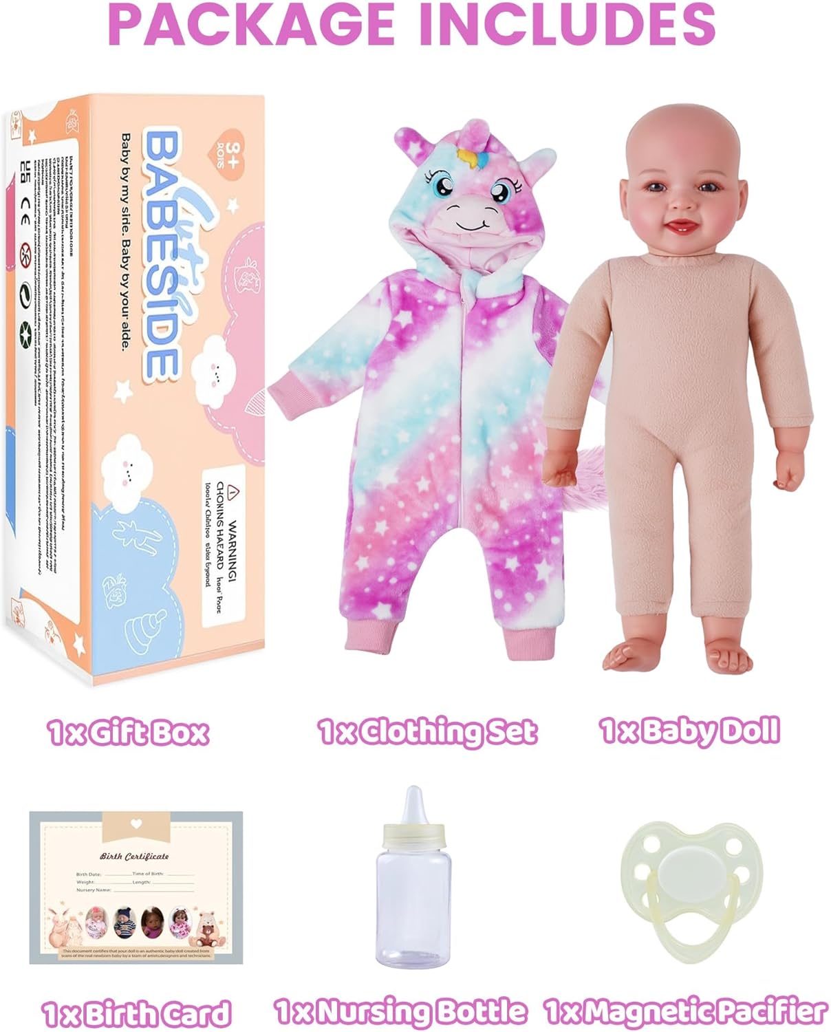 BABESIDE Baby Dolls, 17inch Large Realistic Cute Soft Body Baby Doll Real Life Baby Dolls with Accessories for 3+ Year Old Girls Gifts, Pretend Play, Collection