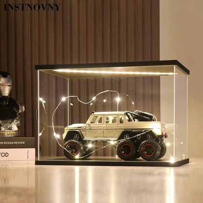 Acrylic Display Case for Collectibles Clear Acrylic Boxes for Display Action Figures Car Model Building Kit 42083 Display Case Room Decoration Box(Black-Solid Yellow; 23.6*15.7*9.8 inch)