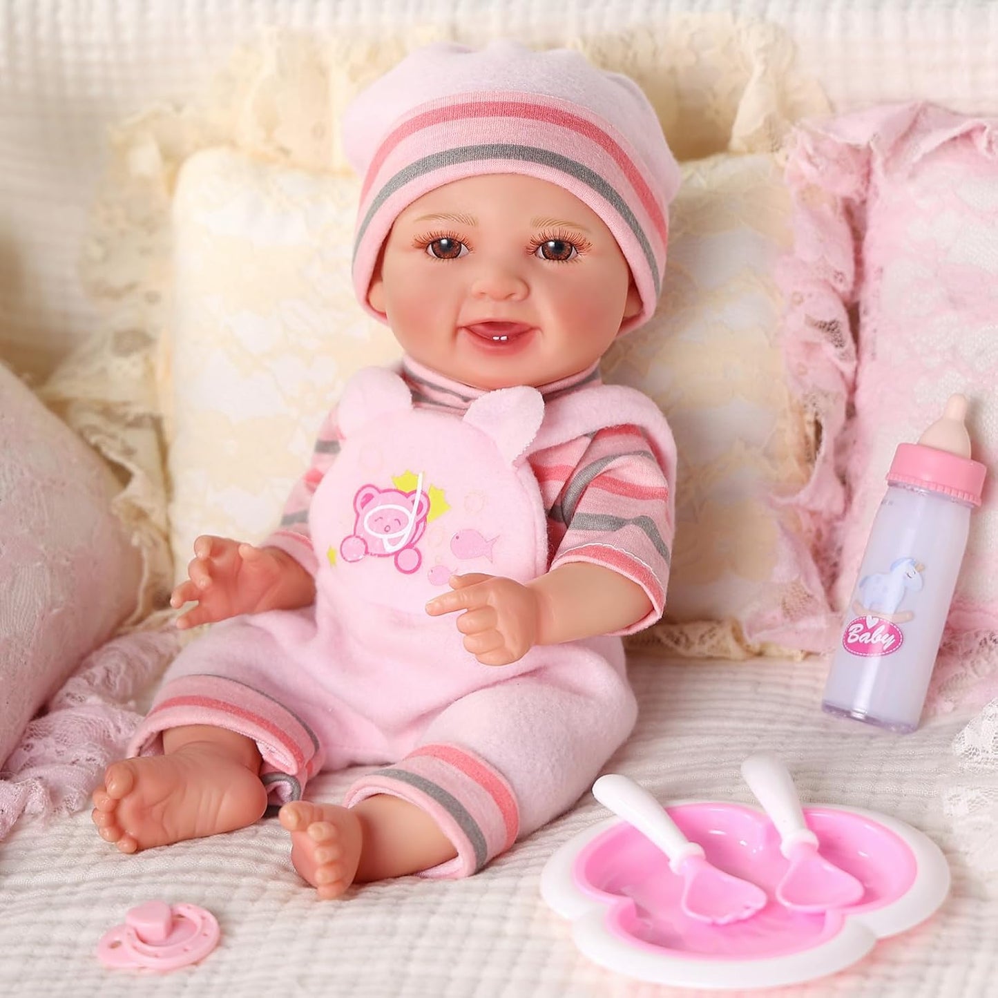 BABESIDE 12 Inch Baby Doll, Realistic Baby Dolls Girl Real Life Toys Full Vinyl with Accessorries for 3+ Kids Lifelike Gifts Collection