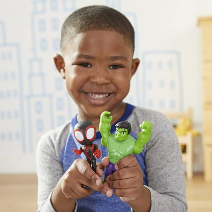Spidey and His Amazing Friends Hero Reveal 2-Pack, Marvel Action FiguresMask Flip Feature, Miles Morales and Hulk