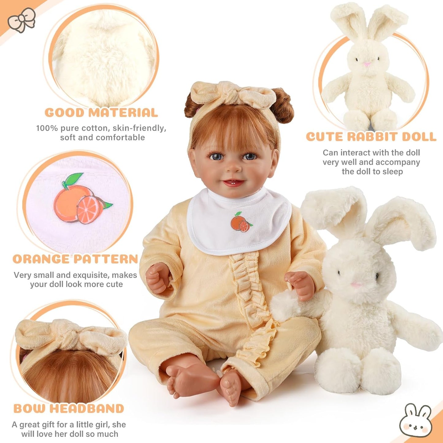 BABESIDE 8 PCS Reborn Baby Doll Clothes Set with Bassinet for 17-22 Inch Dolls Babys Doll Clothes Outfit Accessories fit Newborn Baby Doll Girl Boys, Yellow