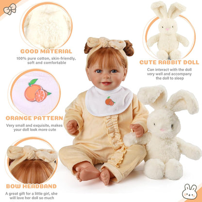 BABESIDE 8 PCS Reborn Baby Doll Clothes Set with Bassinet for 17-22 Inch Dolls Babys Doll Clothes Outfit Accessories fit Newborn Baby Doll Girl Boys, Yellow