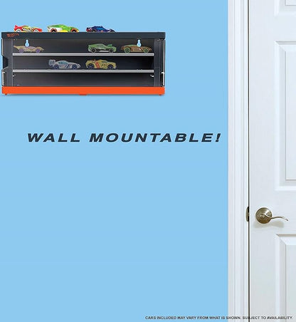 Hot Wheels Toy Cars, Set of 8 1:64 Scale Vehicles & Interactive Display & Storage Case That Holds up to 12, Connects to Track