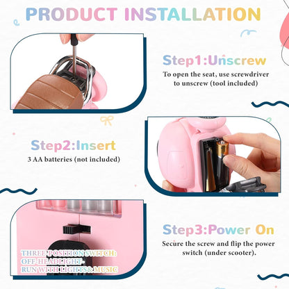 1 Pcs Doll Scooter Doll Vehicles Mini Electric Scooter Toy with Music & Lights Could Rotate 360° Dolls Accessories Cute Scooters Toy Ornaments Battery Not Included (Pink)