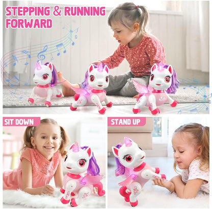 YOTOY Remote Control Unicorn Robot Toys for Kids Age 3 4 5 6 7 8 Years Old: Robot Pets for Kids, Robot Unicorns for Girls 4-6, Birthday Present for 3 4 5 6 Year Old Girl