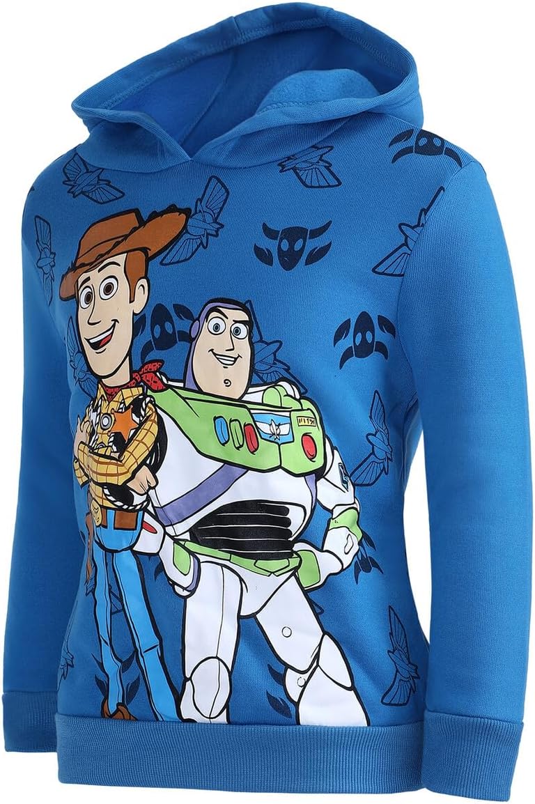 Disney Toy Story Woody and Buzz Lightyear Boys’ Pullover Hoodie for Toddler, Little and Big Kids - Blue