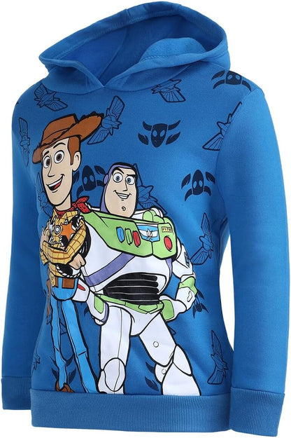 Disney Toy Story Woody and Buzz Lightyear Boys’ Pullover Hoodie for Toddler, Little and Big Kids - Blue