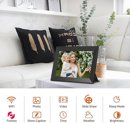 FRAMEO Digital Picture Frame WiFi 10.1 inch Digital Photo Frame Auto-Rotate & Slideshow Electronic Picture Frame HD IPS Touch Screen,Great, Easy to Set up and use Share Photos/Videos Best Gift