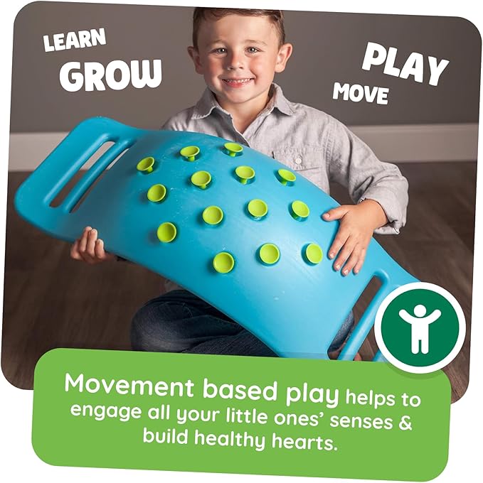 Fat Brain Toys Teeter Popper, Indoor Toddler Sensory Toys for Ages 3 and Up, Blue