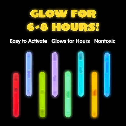 JOYIN 200 Mini Glow Sticks(1.7"), 8 Colors, Glow in The Dark for Easter Eggs Party Favors,Easter Basket Stuffer Party Pack, Weddings Classroom Decorations Prizes