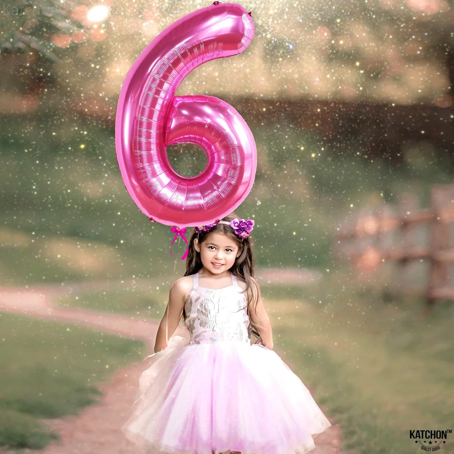 KatchOn, Giant Hot Pink Number 6 Balloon - 40 Inch | 6th Birthday Decorations for Girls | Pink Birthday Decor | 6 Balloon Number for Happy Anniversary Decorations