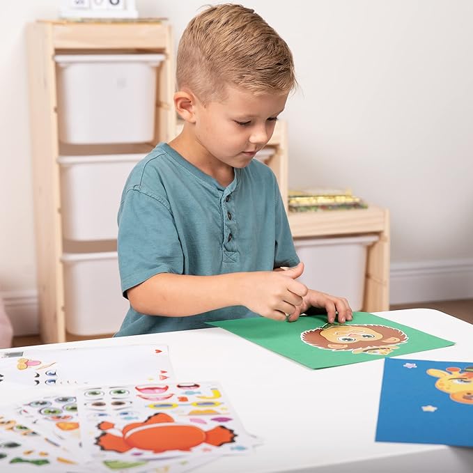 JOYIN 90 PCS 9.8”x6.7 Make-a-face Sticker Sheets Make Your Own Animal Mix and Match Sticker Sheets with Safaris, Sea and Fantasy Animals Kids Party Favor Supplies Craft