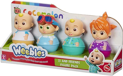 Cocomelon Weebles 4 Figure Pack, Chunky Moulded Figures, JJ, moonbug, Preschool Imaginative Play, Blue