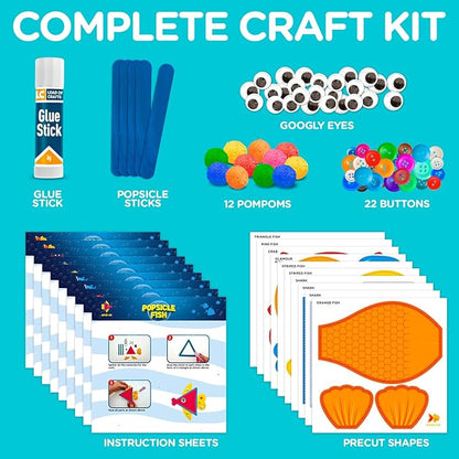 Arts and Craft Kit for Toddlers Ages 3, 4, 5 Years - Create 7 Fun Fish Characters