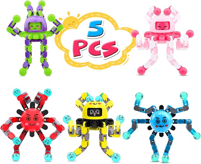 Transformable Fidget Spinner Toys for Kids and Adults,5 PCS Finger Sensory Toy for Boys Girls Autism ADHD Relief,Gifts for Christmas Birthdays Party Favors for Teens Travel Stocking Stuffers