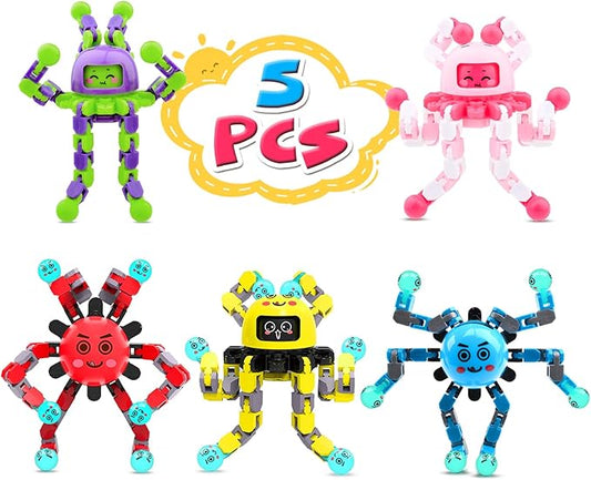 Transformable Fidget Spinner Toys for Kids and Adults,5 PCS Finger Sensory Toy for Boys Girls Autism ADHD Relief,Gifts for Christmas Birthdays Party Favors for Teens Travel Stocking Stuffers