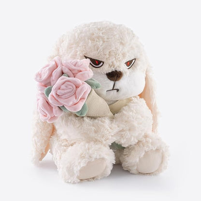11.4" Adorable Bunny Plush Stuffed Animal - Hugging Rose Bouquet, Ultra-Soft Cuddly Toy, for Girls, Kids, Valentine's Day (White/Pink)-A Surprise That Never Fades