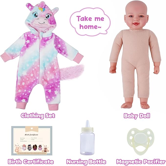 BABESIDE Baby Dolls, 17inch Realistic Baby Doll Girl Real Life Toys with Accessorries for 3+ Old Kids Realife Gifts Collection