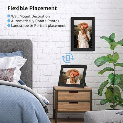 Digital Picture Frame with 10.1 Inch IPS Touch Screen,Loading Pictures to Smart Digital Photo Frame via Frameo App,Rotation and Backup to SD Card Automaticly,Gift for Mother's Day