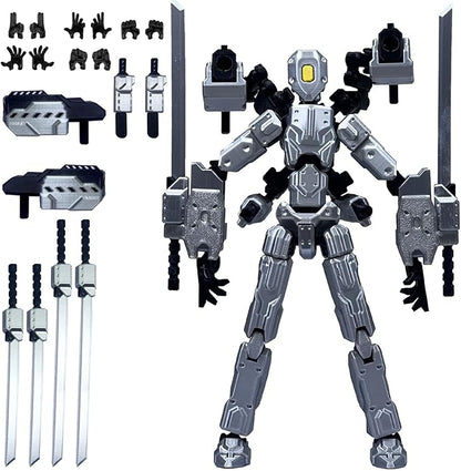 (Assembly Completed) 8 inch T13 Action Figure Set,T 13 Action Figure Multi-Articular Mobile Robot Nova T-13,Desktop Decorations for Game Lovers Toys (Gray)