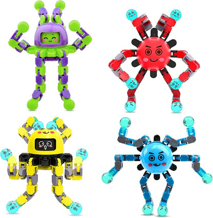Transformable Fidget Spinner Toys for Kids and Adults,4 PCS Finger Sensory Toy for Boys Girls Autism ADHD Relief,Gifts for Christmas Birthdays Party Favors for Teens Travel Stocking Stuffers