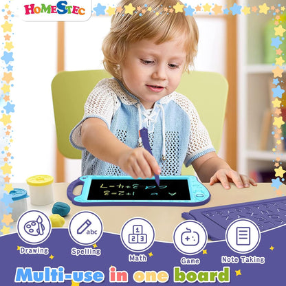 [ClimatePartner Certified] HOMESTEC Astrodraw Drawing Pad, Colorful LCD Writing Tablet for Kids, Doodle Board for Toddlers 3 4 5 6 Years Old, Travel Toy Birthday Gift for Boys Girls (Aqua/Purple)