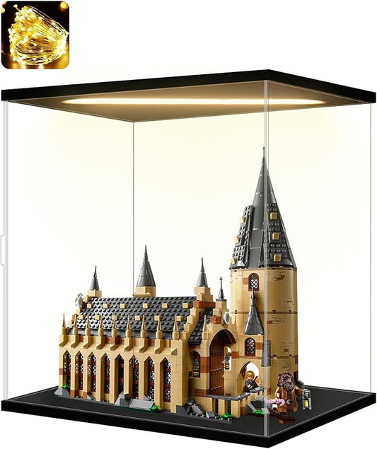 Acrylic Display Case for Collectibles Clear Acrylic Boxes for Display Figures Castle Toy Memoribilia Building Set 75954 Display Case Decoration Box(Black-Solid Yellow; 13.8*9.8*15.7 inch)