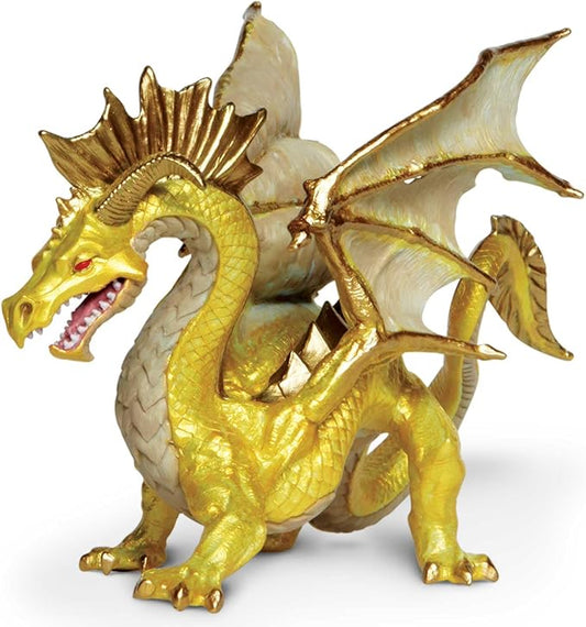 Safari Ltd. Golden Dragon Figurine - Detailed 6.75" Model Figure - Fun Educational Fantasy Play Toy for Boys, Girls & Kids Ages 4+