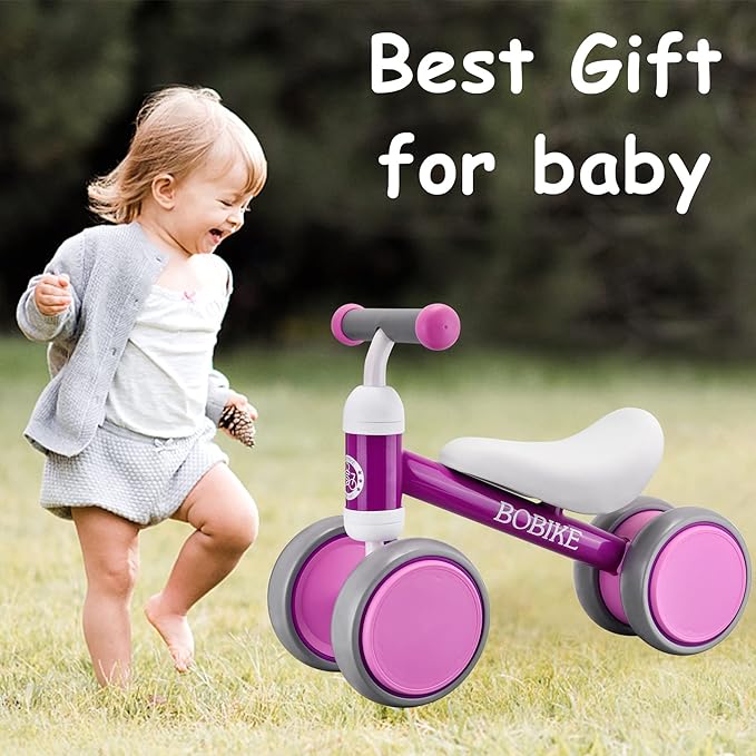 Baby Balance Bike Toys for 12-36 Months Kids Toy Boy and Girls Gifts Toddler Best First Birthday Gift Children Walker No Pedal Infant 4 Wheels Bicycle (Classic, Purple)