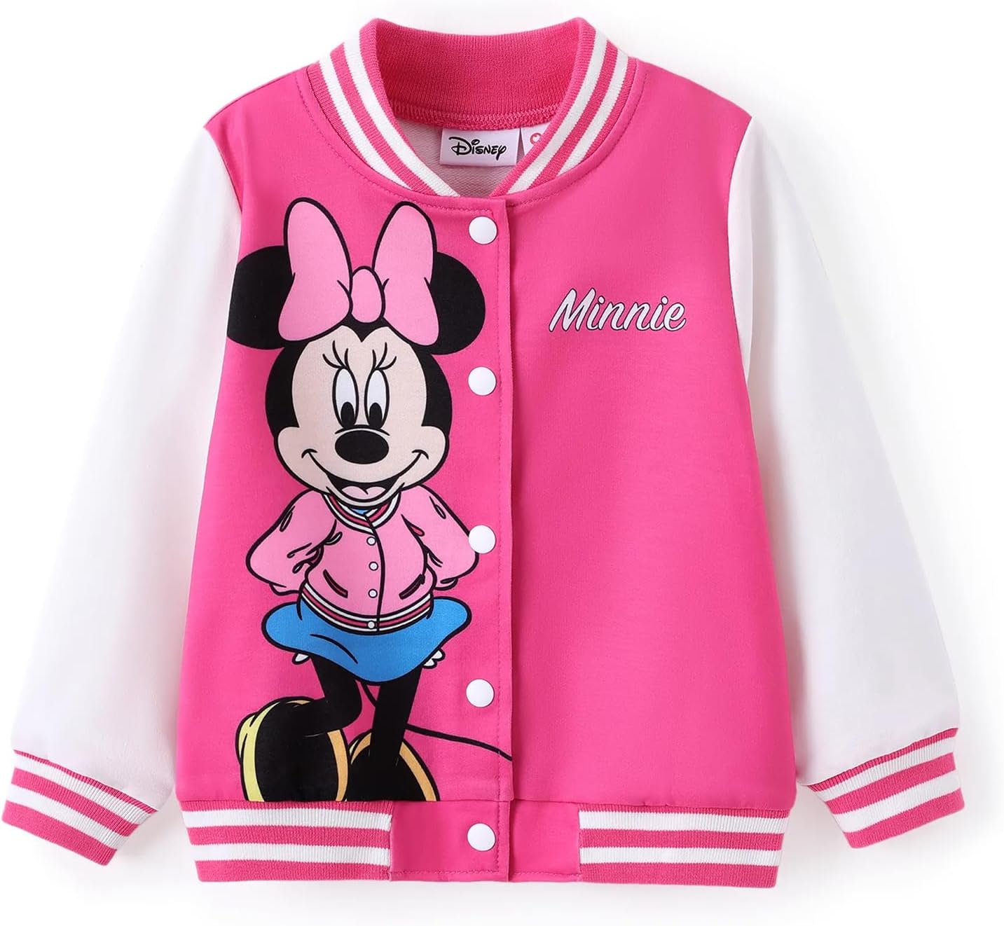 Disney Minnie Mickey Stitch Princess Frozen Elsa Marvel Jacket Lightweight Coat Button up Color Block Sweatshirt 2-14 Years