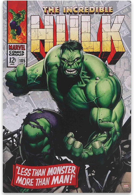 Open Road Brands Marvel The Incredible Hulk Comic Book Cover Metal Sign - The Incredible Hulk Wall Decor for Man Cave or Movie Room